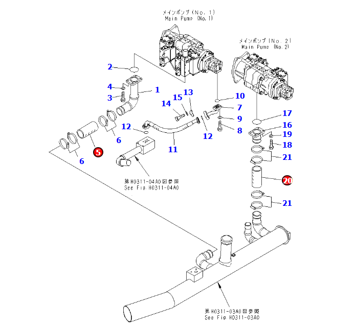 小松PC1250液压油箱到泵管道软管 07260-07422